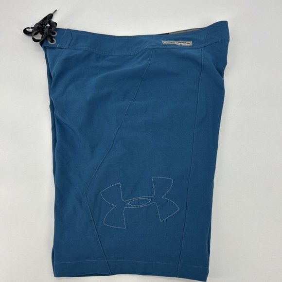 Under Armour Boardshorts Men's 36 Blue‎ Swim Zipper Pocket Logo - Picture 9 of 13